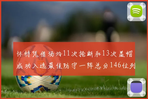 怀特凭借场均11次抢断和13次盖帽成功入选最佳防守一阵总分146位列第五